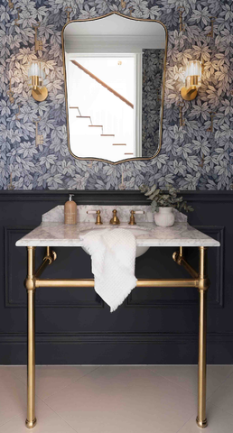 Turner Hastings Mayer Brushed Brass Washstand With 90 x 55 Real Carrara Marble Top MA902WS-BB