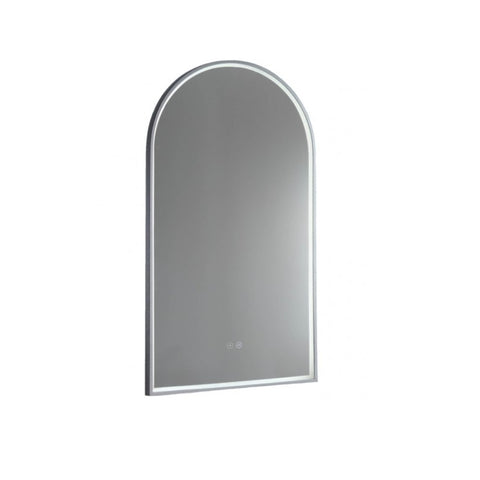 Remer Arch Mirror LED 500x900mm Gun Metal Aluminium Frame AR50D-GM