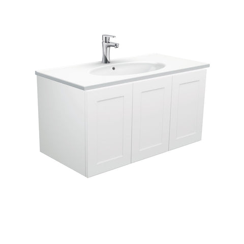 Fienza Rotondo Mila 900mm Wall hung Vanity Left Drawers White ROT90ML