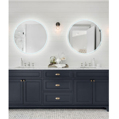 Remer Sphere Premium Mirror LED 600x600mm Brushed Nickel Aluminium Frame S60DB-BN