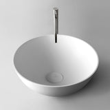 Kaskade Bowl Round Counter Top Basin 390mm Stone Matte White S01-390