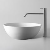 Kaskade Bowl Round Counter Top Basin 390mm Stone Matte White S01-390