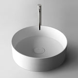 Kaskade Bowl Round Counter Top Basin 400mm Stone Matte White S02-400