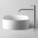 Kaskade Bowl Stadium Counter Top Basin 600mm Stone Matte White S03-600