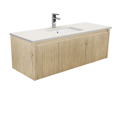 Fienza Sarah Roman Sand Undermount Single Bowl 1200mm Alina Scandi Oak Wall-Hung Vanity SA120RSC