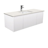 Fienza Sarah Roman Sand Undermount Single Bowl 1200mm Alina Satin White Wall-Hung Vanity SA120RW