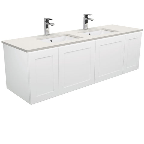 Fienza Sarah Roman Sand Undermount Double Bowl 1500 Mila Wall-Hung Vanity SA150MD