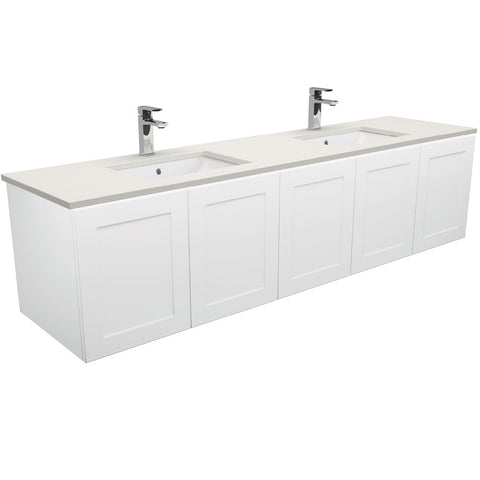 Fienza Sarah Roman Sand Undermount Double Bowl 1800 Mila Wall-Hung Vanity SA180MD