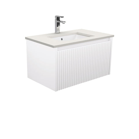 Fienza Sarah Roman Sand Undermount 750 Alina Satin White Wall-Hung Vanity SA75RW