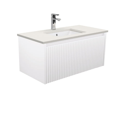 Fienza Sarah Roman Sand Undermount 900 Alina Satin White Wall-Hung Vanity SA90RW