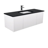 Fienza Sarah Black Sparkle Undermount 1200mm Alina Satin White Wall-Hung Vanity SB120RW