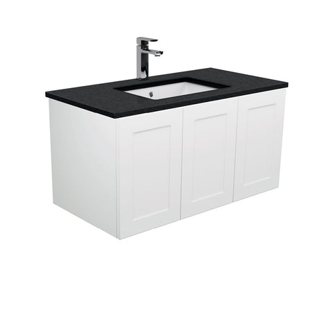 Fienza Sarah Black Sparkle Undermount 900 Right Drawer Mila Wall-Hung Vanity SB90MR