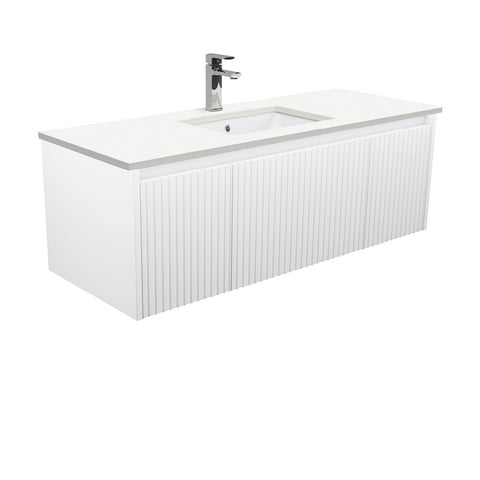 Fienza Sarah Crystal Pure Undermount 1200 Alina Satin White Wall-Hung Vanity SC120RW