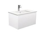 Fienza Sarah Crystal Pure Undermount 750 Alina Satin White Wall-Hung Vanity SC75RW