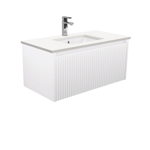 Fienza Sarah Crystal Pure Undermount 900 Alina Satin White Wall-Hung Vanity SC90RW