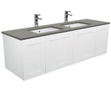 Fienza Sarah Dove Grey Undermount Double Bowl 1500 Mila Wall-Hung Vanity SD150MD