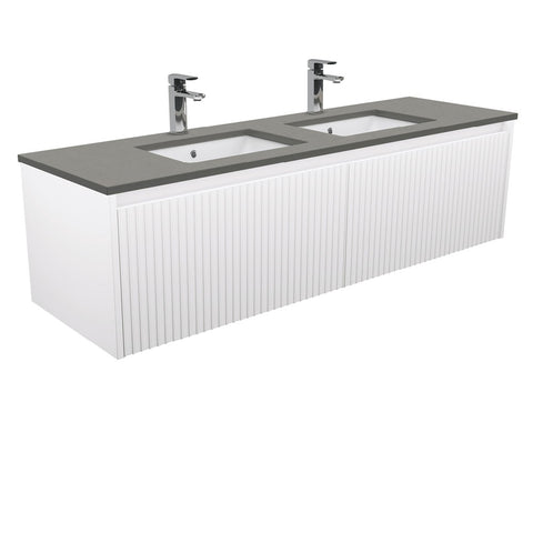 Fienza Sarah Dove Grey Undermount Double Bowl 1500mm Alina Wall-Hung Vanity DS150RWD