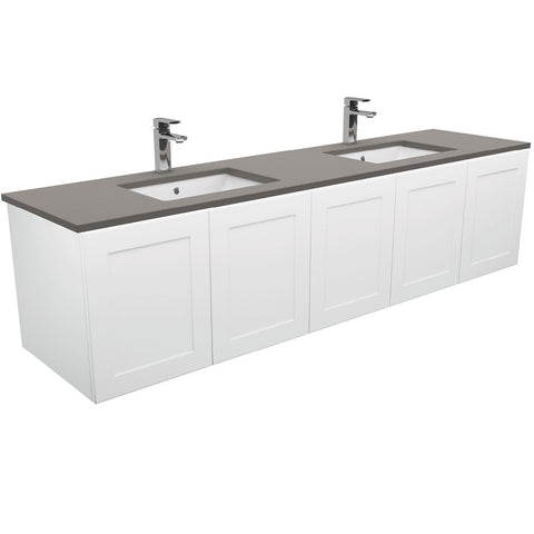 Fienza Sarah Dove Grey Undermount Double Bowl 1800 Mila Wall-Hung Vanity SD180MD