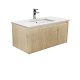 Fienza Sarah Bianco Marble Undermount 900 Alina Scandi Oak Wall-Hung Vanity SI90RSC