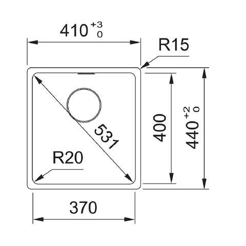 Franke Sink Maris Single Bowl 370mm Topmount Inc.DT651 TM Stone Grey MRG610-37FPC - SG