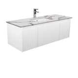 Fienza Sarah Calacatta Marble Undermount 1200 Alina Satin White Wall-Hung Vanity SM120RW