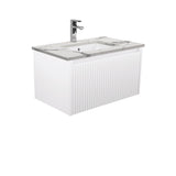 Fienza Sarah Calacatta Marble Undermount 750 Alina Satin White Wall-Hung Vanity SM75RW