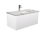 Fienza Sarah Calacatta Marble Undermount 900 Alina Satin White Wall-Hung Vanity SM90RW