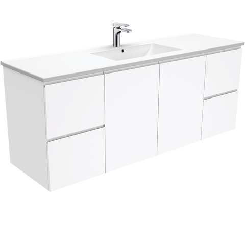 Fienza Dolce Fingerpull 1500mm Vanity wall hung (Single Bowl) White TCL150FS (4505110970428)