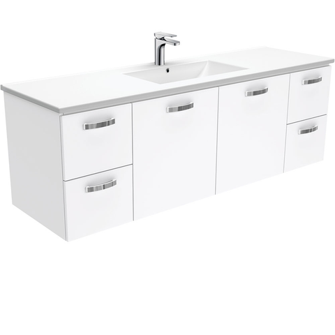 Fienza Dolce Ceramic 1500mm Vanity wall hung with handles (Single bowl) White TCL150JS (4505110609980)