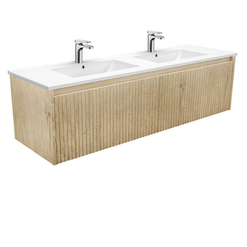 Fienza Dolce Alina Scandi Oak 1500 Double Bowl Wall-Hung Vanity TCL150RSCD