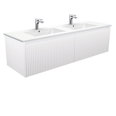 Fienza Dolce Alina Satin White 1500 Double Bowl Wall-Hung Vanity TCL150RWD