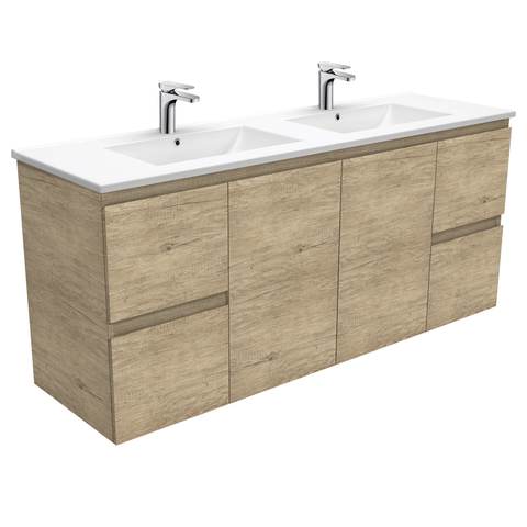 Fienza Dolce Edge Scandi Oak 1500mm Vanity Wall Hung (Double Bowl) Oak TCL150SD (4505112182844)