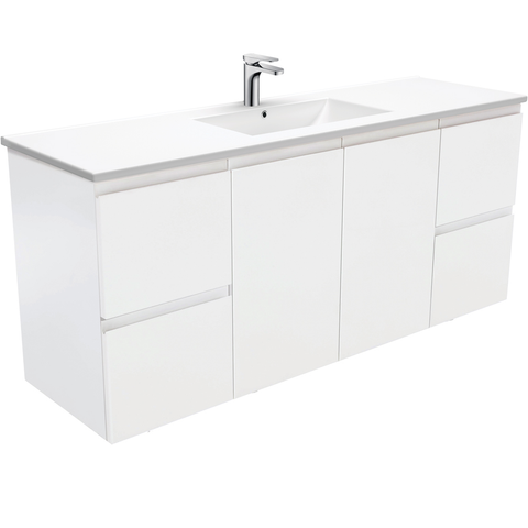 Fienza Dolce Fingerpull Matte 1500mm Vanity wall hung (Single Bowl) Matte White TCL150ZS (4505111494716)