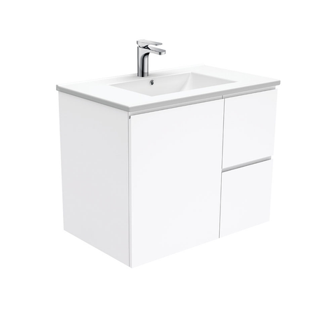 Fienza Dolce Fingerpull 750mm Vanity wall hung (Right Drawers) White TCL75FR (4505110806588)