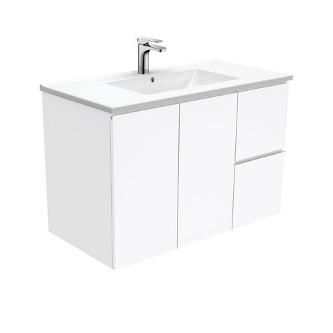 Fienza Dolce Fingerpull 900mm Vanity wall hung (Right Drawers) White TCL90FR (4505110904892)