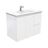 Fienza Dolce Fingerpull Matte 900mm Vanity wall hung (Left Drawers) Matte White TCL90ZL (4505111396412)