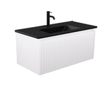 Fienza Dolce Matte Black Alina Satin White 900 Wall-Hung Vanity TCLB90RW