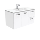 Fienza Dolce Ceramic 900mm Vanity wall hung with handles 1th (Right Hand Draws) White TCL75JR (4488982921276)