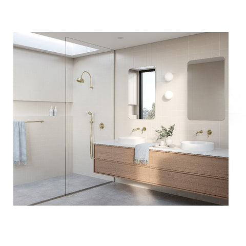 Phoenix Gloss Mk11 Wall Basin/ Bath Mixer 200mm Set Brushed Gold 135-2810-12