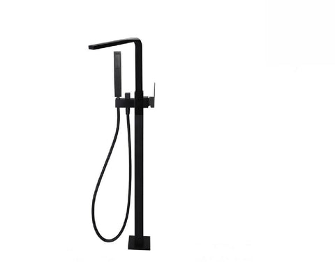 Meir Freestanding Bath Mixer with Hand Spray Square MB08 Matte Black (2530551562300)