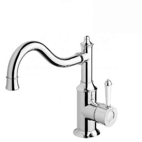 Phoenix Nostalgia Sink Mixer 220mm Shepherds Crook Chrome/ White (4129898889276)