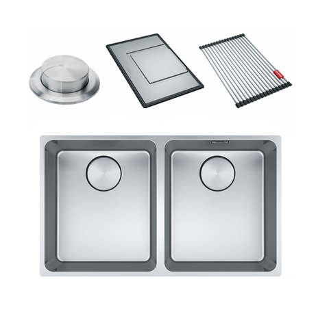 Franke Mythos Double Bowl 705mm Undermount Stainless Steel with Accessories MYX120-34/34FPC