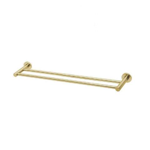 Phoenix Radii Double Towel Rail 600mm Round Plate Brushed Gold (4129900986428)