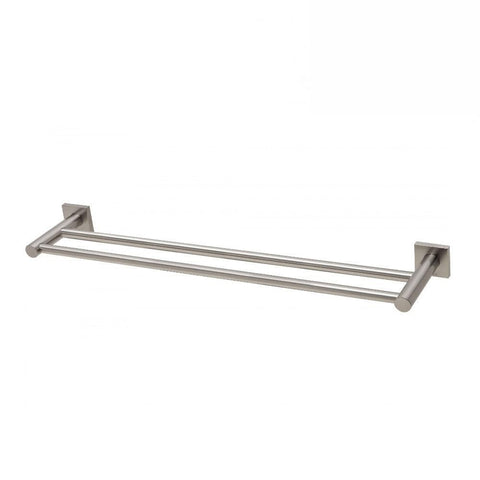 Phoenix Radii Double Towel Rail 800mm Square Plate Brushed Nickel (4129902723132)