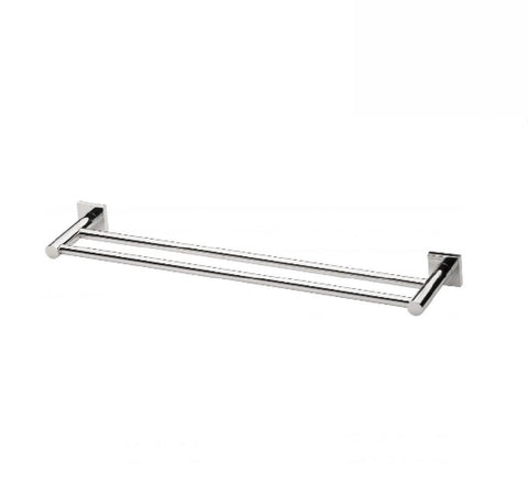 Phoenix Radii Double Towel Rail 600mm Square Plate Chrome (2530534817852)