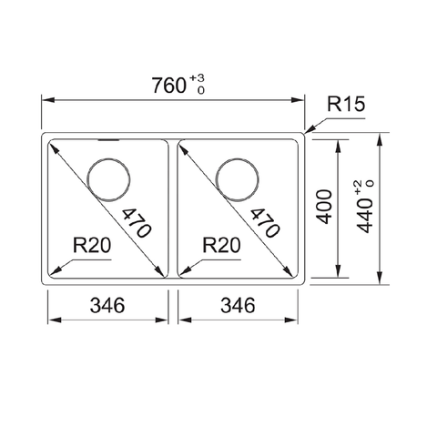 Franke Sink Maris Double Bowl 760mm Topmount (Inc.DT651) Stone Grey MRG 620/35-35FPC SG
