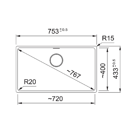 Franke Sink Maris Single Bowl 720mm Flushmount Inc.DT651 Polar White MRG210-72FPC - PW