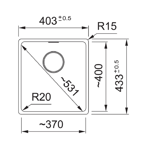 Franke Sink Maris Single Bowl 370mm Flushmount Inc.DT651 Onyx MRG210-37FPC - ON