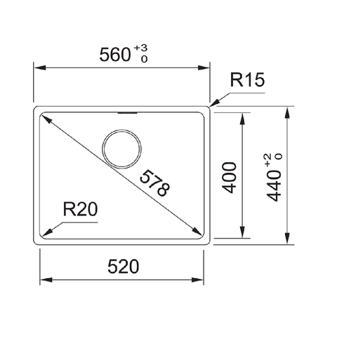 Franke Sink Maris Single Bowl 520mm Topmount Inc.DT651 TM Onyx MRG610-52FPC - ON