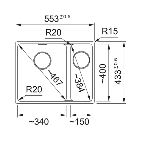Franke Sink Maris 560mm 1 and 1/2 Bowl Right Hand Flushmount Polar White MRG 260/34-15 SBR PW